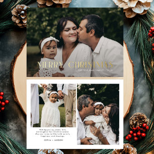 Tarjeta Festiva Con Relieve Metalizado Moderno Feliz Navidad Familia de fotos de moda