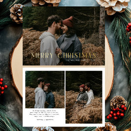 Tarjeta Festiva Con Relieve Metalizado Moderno Feliz Navidad Familia de fotos de moda