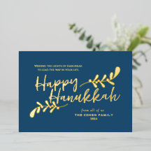 Moderno Hanukkah de 3 Fotos con Letra a Mano Feliz