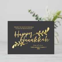 Moderno Hanukkah de 3 Fotos con Letra a Mano Feliz