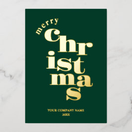 Tarjeta Festiva Con Relieve Metalizado Moderno logotipo corporativo de navidad verde