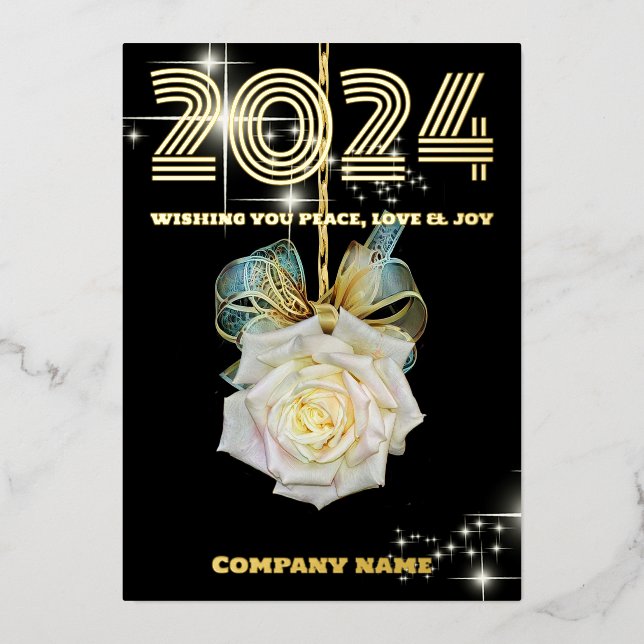 Tarjeta Festiva Con Relieve Metalizado Moderno minimo foto elegante,Nombre de la empresa, (Anverso)