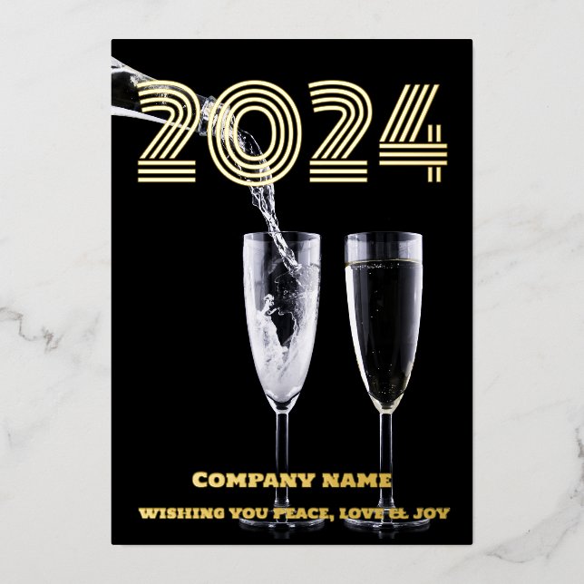 Tarjeta Festiva Con Relieve Metalizado Moderno minimo foto elegante,Nombre de la empresa, (Anverso)