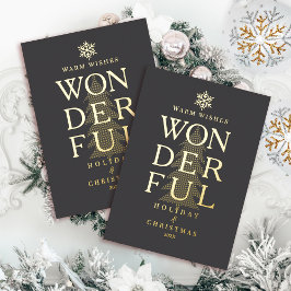 Tarjeta Festiva Con Relieve Metalizado Moderno Mínimo Maravilloso Navidades de vacaciones