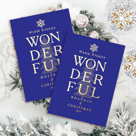 Tarjeta Festiva Con Relieve Metalizado Moderno Mínimo Maravilloso Navidades de vacaciones