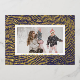 Tarjeta Festiva Con Relieve Metalizado Moderno Navidades blancos de color azul dorado fot
