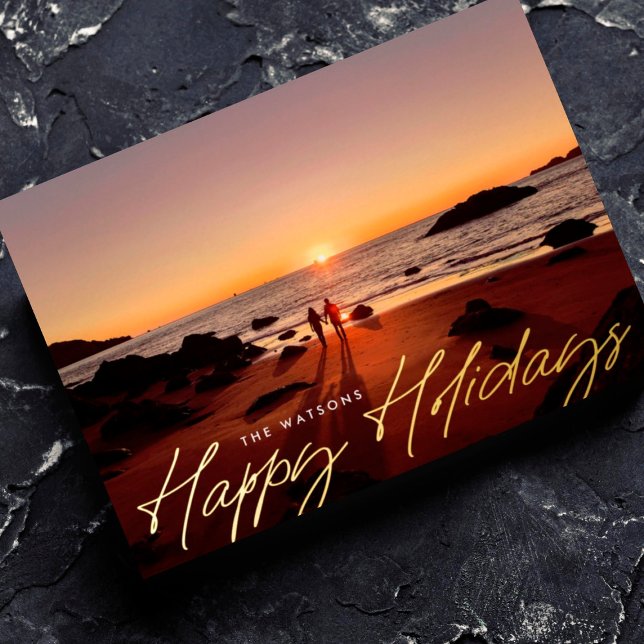 Tarjeta Festiva Con Relieve Metalizado moderno oro elegante vacaciones felices (Subido por el creador)