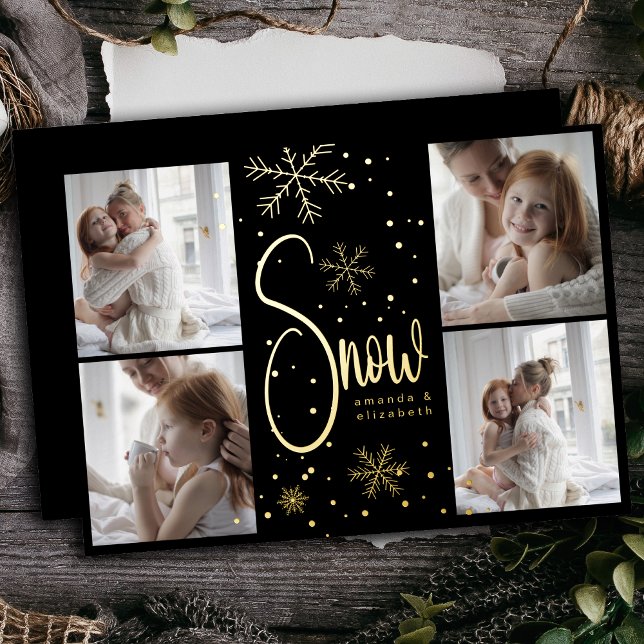 Tarjeta Festiva Con Relieve Metalizado Moderno Snowflake 4 Navidades de fotos familiares  (Subido por el creador)