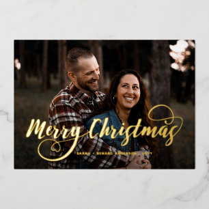 Tarjeta Festiva Con Relieve Metalizado Moderno Tartán Elegante Navidad Foto