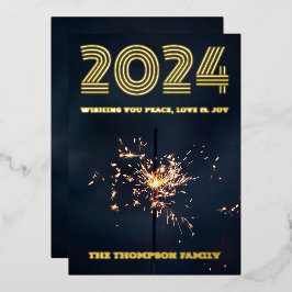 Tarjeta Festiva Con Relieve Metalizado Moderno y minimalista foto elegante