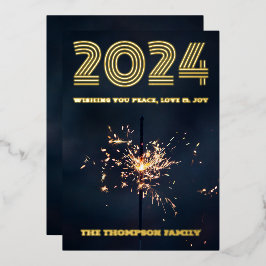 Tarjeta Festiva Con Relieve Metalizado Moderno y minimalista foto elegante