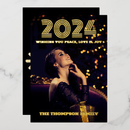 Tarjeta Festiva Con Relieve Metalizado Moderno y minimalista foto elegante