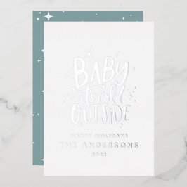 Tarjeta Festiva Con Relieve Metalizado Modernos Navidades mínimos bebé azul elegante