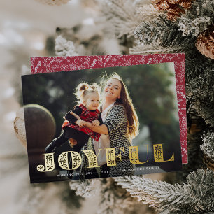 Tarjeta Festiva Con Relieve Metalizado Momento alegre   Foto horizontal completa