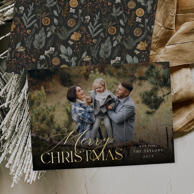 Tarjeta Festiva Con Relieve Metalizado Moody Botanical Horizontal Photo Gold (Subido por el creador)