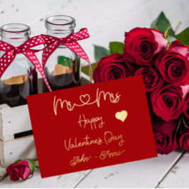 Tarjeta Festiva Con Relieve Metalizado Mr & Mrs Happy Valentine's Day