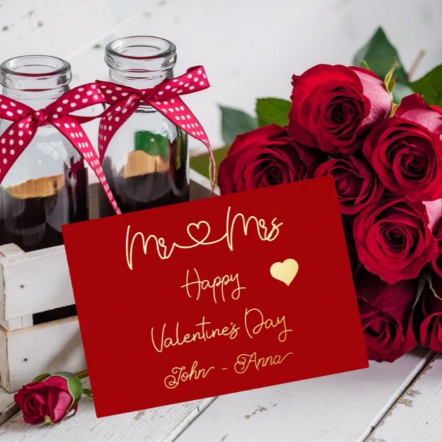 Tarjeta Festiva Con Relieve Metalizado Mr & Mrs Happy Valentine's Day (Subido por el creador)