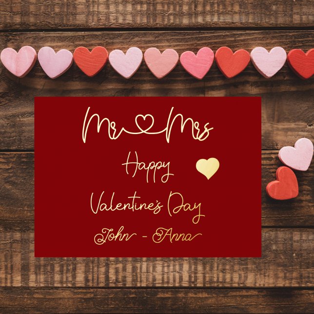 Tarjeta Festiva Con Relieve Metalizado Mr & Mrs Happy Valentine's Day (Subido por el creador)