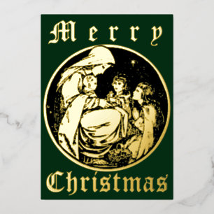 Tarjeta Festiva Con Relieve Metalizado Natividad de los Navidades de la época de 1915