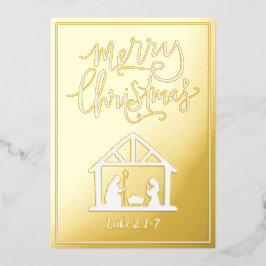 Tarjeta Festiva Con Relieve Metalizado Natividad Escena Feliz Navidad