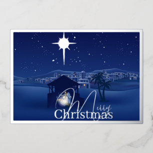 Tarjeta Festiva Con Relieve Metalizado Natividad Navidad