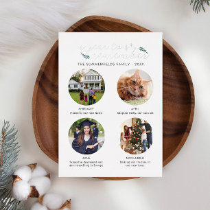 Tarjeta Festiva Con Relieve Metalizado Navidad 4 Fotos Año en Imágenes Plata