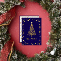 Navidad Alegre Contemporánea Elegante Azul Marino
