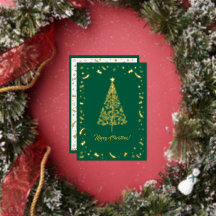 Navidad Alegre Contemporánea Elegante Verde y Dora