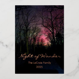 Tarjeta Festiva Con Relieve Metalizado Navidad Aurora Elegante - Noche de Maravilla