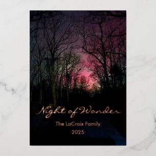 Tarjeta Festiva Con Relieve Metalizado Navidad Aurora Elegante - Noche de Maravilla