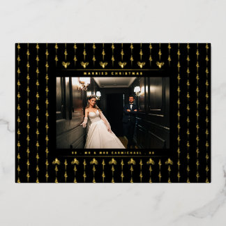 Tarjeta Festiva Con Relieve Metalizado Navidad de casados foto de Navidad de Sr. y Sra.