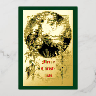 Tarjeta Festiva Con Relieve Metalizado Navidad del viejo padre de la época victoriana de