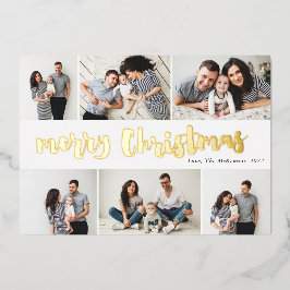 Tarjeta Festiva Con Relieve Metalizado Navidad Feliz Manuscrita 6 Foto Oro