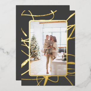 Tarjeta Festiva Con Relieve Metalizado Navidad impresionante y sofisticada con foto