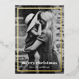 Tarjeta Festiva Con Relieve Metalizado Navidad Minimal Simple Foto Elegante