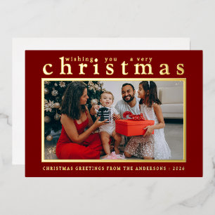 Tarjeta Festiva Con Relieve Metalizado Navidad Minimalista Moderna Elegante Familia Mod