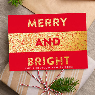 Tarjeta Festiva Con Relieve Metalizado Navidad moderna Alegre y Brillante