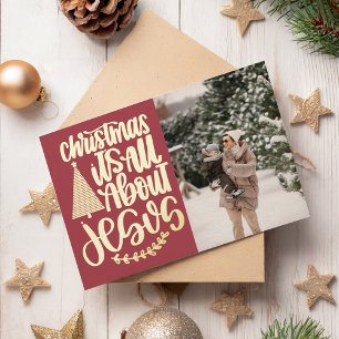 Tarjeta Festiva Con Relieve Metalizado Navidad Religiosa Es Sobre Jesús Foto Foil 