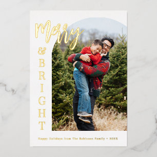 Tarjeta Festiva Con Relieve Metalizado navidades alegres y brillantes