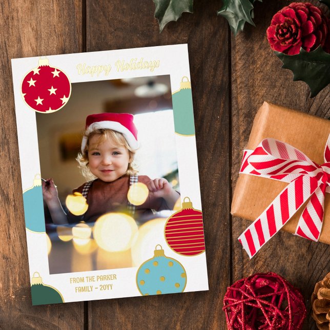 Tarjeta Festiva Con Relieve Metalizado Navidades azules Verde azulados rojos baubles vaca (Subido por el creador)