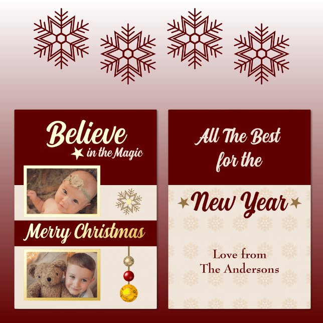 Tarjeta Festiva Con Relieve Metalizado Navidades baubles estrellas copas de nieve fotos b (Subido por el creador)