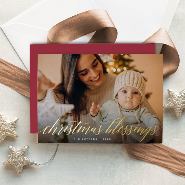Tarjeta Festiva Con Relieve Metalizado Navidades bendiciendo foto completa (Subido por el creador)