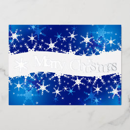 Tarjeta Festiva Con Relieve Metalizado Navidades Blue Winter Snowflakes