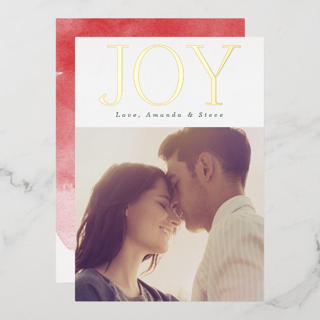 Tarjeta Festiva Con Relieve Metalizado NAVIDADES BOLD GOLD JOY Foto (Anverso/Reverso)