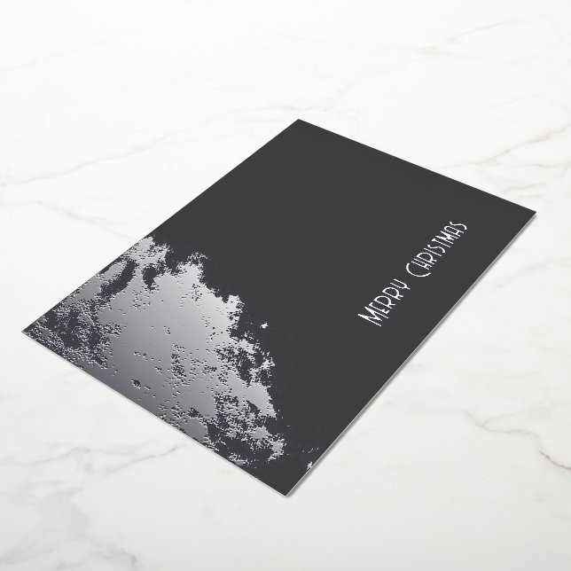 Tarjeta Festiva Con Relieve Metalizado Navidades brillantes y monocromos inteligentes (girado)