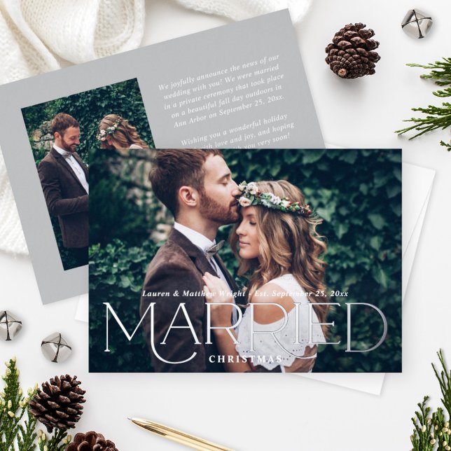 Tarjeta Festiva Con Relieve Metalizado Navidades casados Boda elegante de plata foto (Subido por el creador)