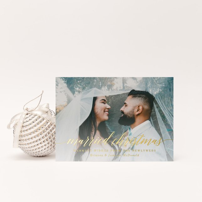Tarjeta Festiva Con Relieve Metalizado Navidades casados Foto recién casada (Subido por el creador)