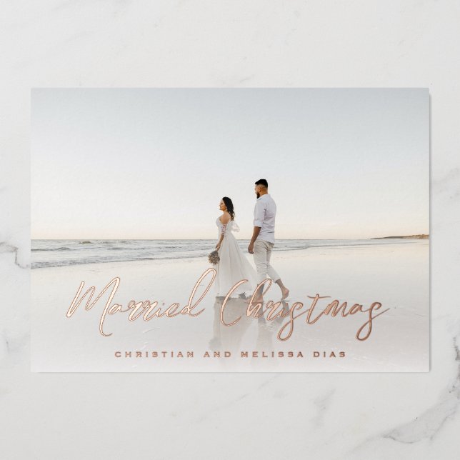 Tarjeta Festiva Con Relieve Metalizado Navidades casados pinchan la foto de los Navidades (Anverso)