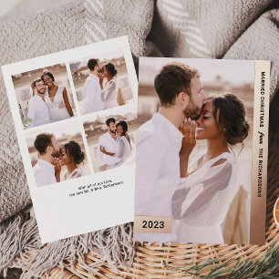 Tarjeta Festiva Con Relieve Metalizado Navidades casados   Rosa Oro Nueva foto multifoto