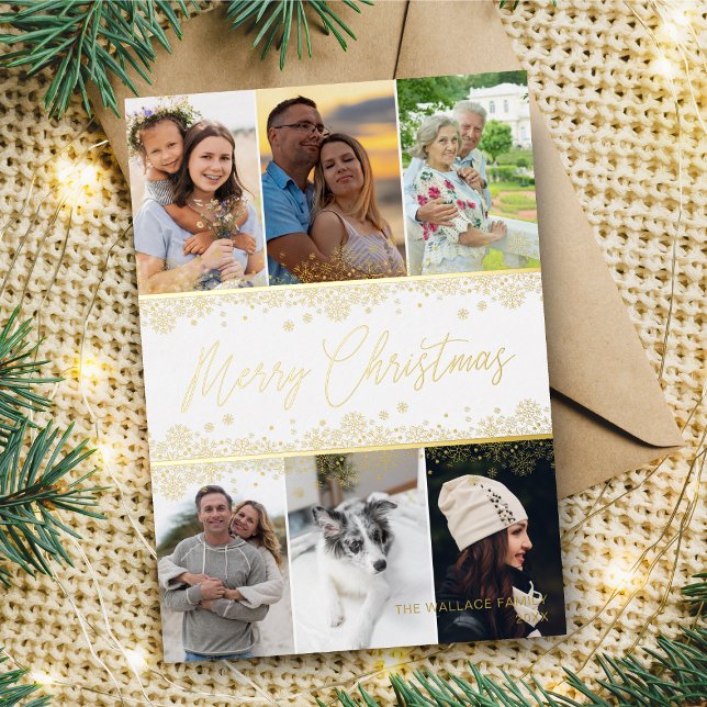 Tarjeta Festiva Con Relieve Metalizado Navidades Copos de nieve Collage moderno Fancy 6 F (Subido por el creador)